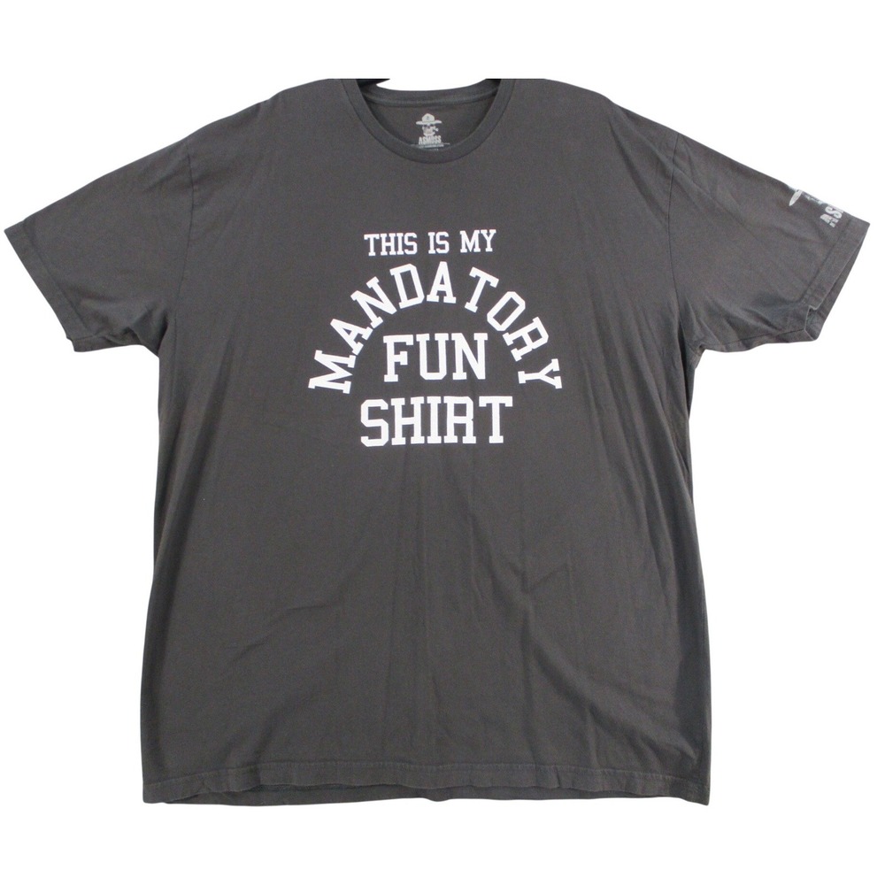 ASMDSS Mandatory Fun Shirt Mens 3X Gray Graphic T-Shirt Military Humor Cotton
